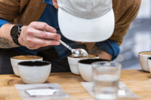 Head of Coffee - cupping new speciality coffees at Beanworks Roastery
