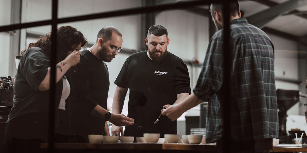 Beanworks Roastery team Cupping and Tasting new coffees